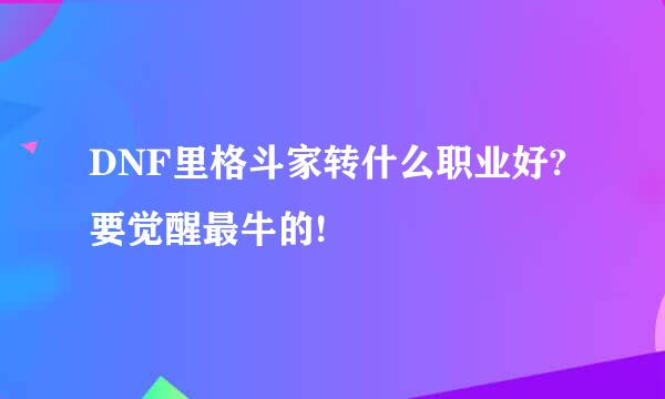 DNF里格斗家转什么职业好?要觉醒最牛的!