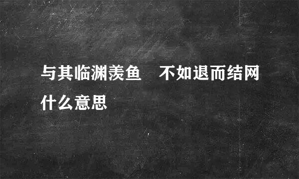 与其临渊羡鱼 不如退而结网什么意思