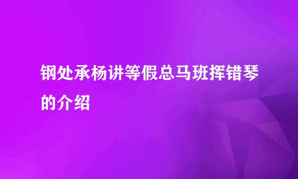 钢处承杨讲等假总马班挥错琴的介绍