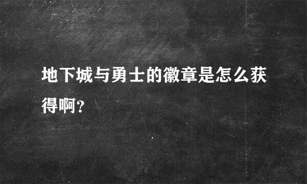 地下城与勇士的徽章是怎么获得啊？