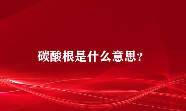 碳酸根是什么意思？