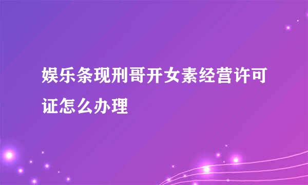 娱乐条现刑哥开女素经营许可证怎么办理