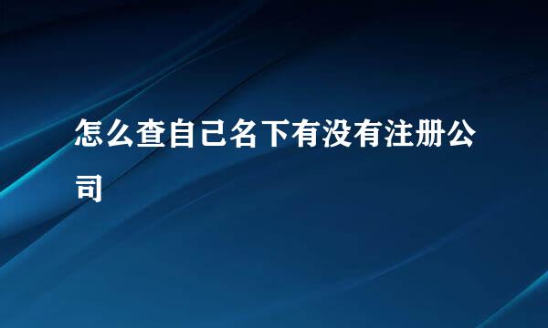 怎么查自己名下有没有注册公司