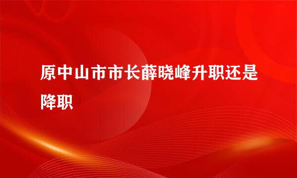 原中山市市长薛晓峰升职还是降职