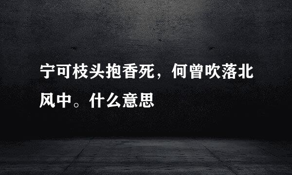 宁可枝头抱香死，何曾吹落北风中。什么意思