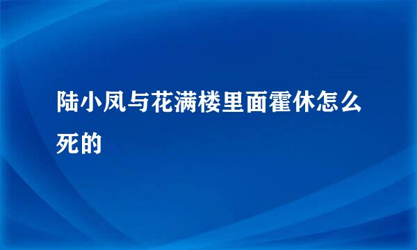 陆小凤与花满楼里面霍休怎么死的