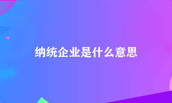 纳统企业是什么意思