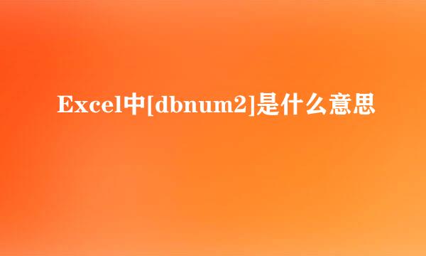 Excel中[dbnum2]是什么意思