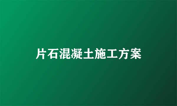 片石混凝土施工方案