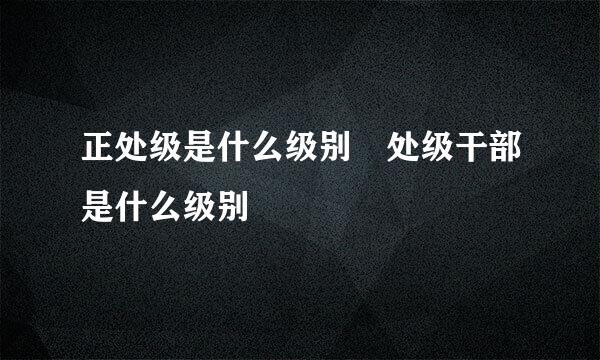 正处级是什么级别 处级干部是什么级别