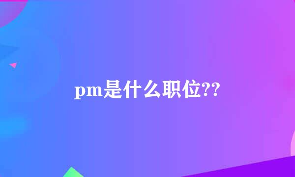 pm是什么职位??