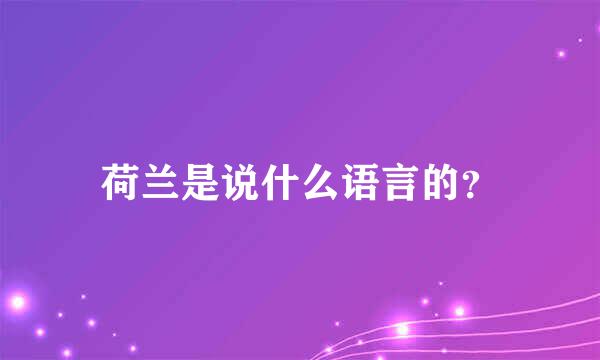 荷兰是说什么语言的？