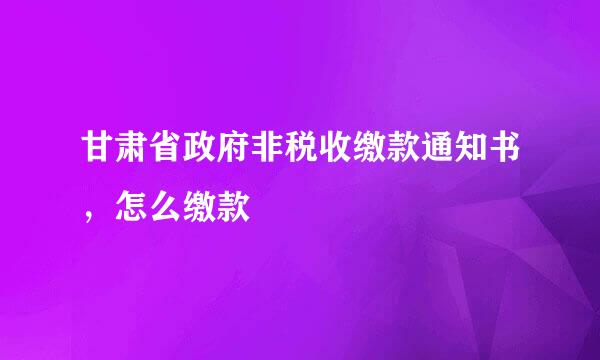 甘肃省政府非税收缴款通知书，怎么缴款