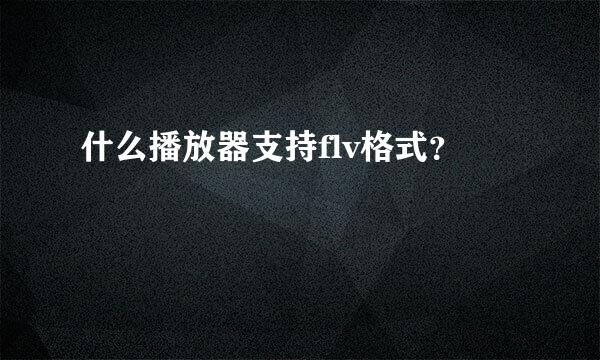 什么播放器支持flv格式？