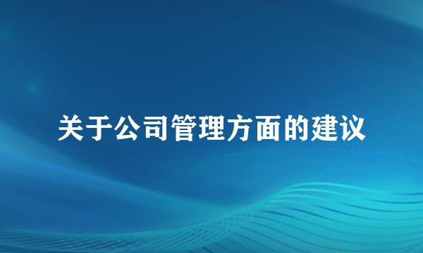 关于公司管理方面的建议