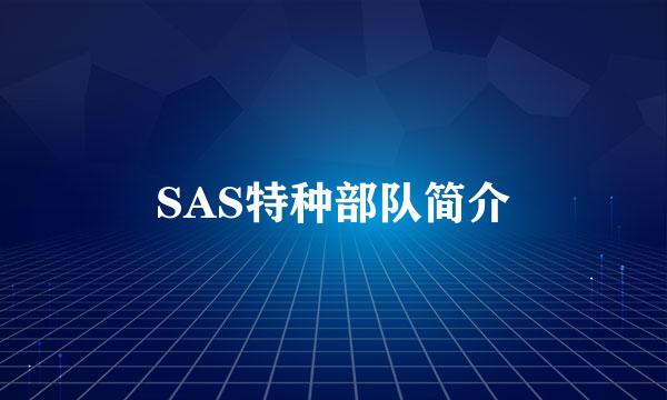 SAS特种部队简介