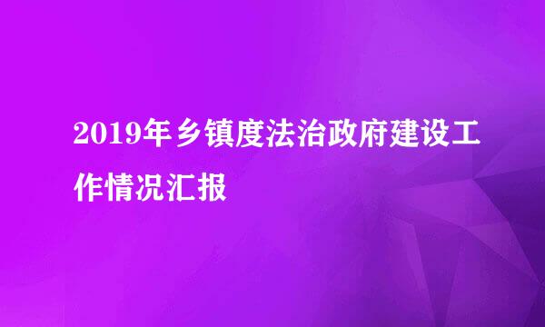 2019年乡镇度法治政府建设工作情况汇报