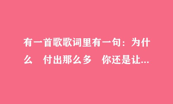 有一首歌歌词里有一句：为什么 付出那么多 你还是让我感到款仅得创线全项悲伤难过。请问歌名是？