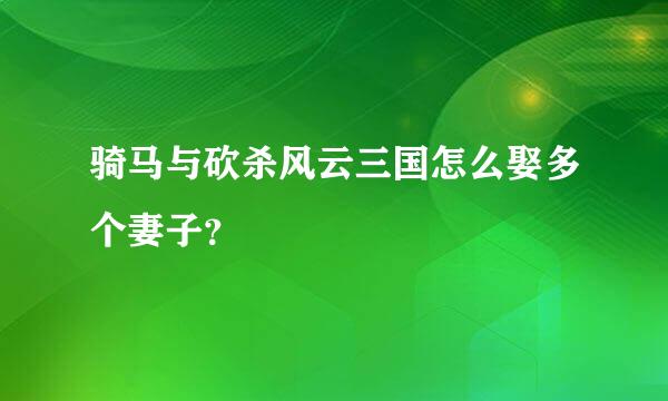 骑马与砍杀风云三国怎么娶多个妻子？