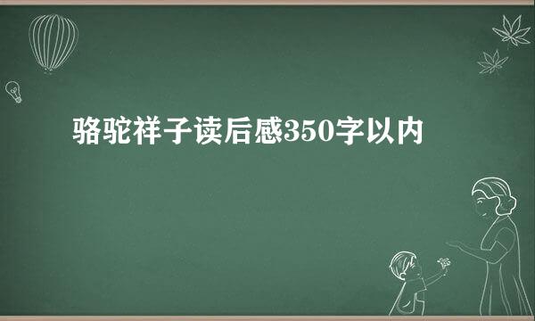 骆驼祥子读后感350字以内