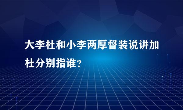 大李杜和小李两厚督装说讲加杜分别指谁？