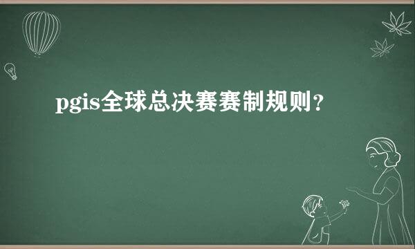 pgis全球总决赛赛制规则？