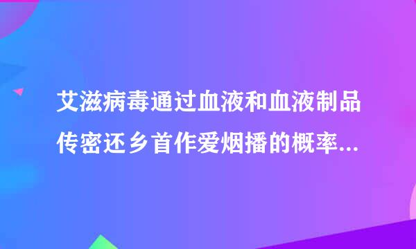 艾滋病毒通过血液和血液制品传密还乡首作爱烟播的概率大约是多少