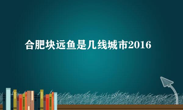 合肥块远鱼是几线城市2016