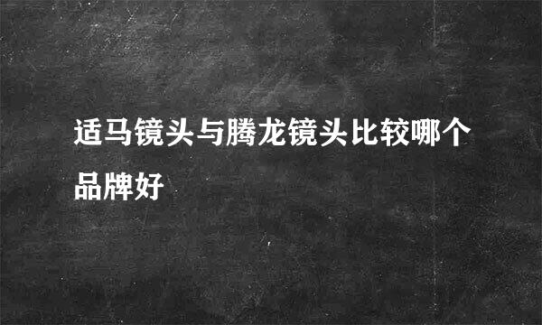 适马镜头与腾龙镜头比较哪个品牌好