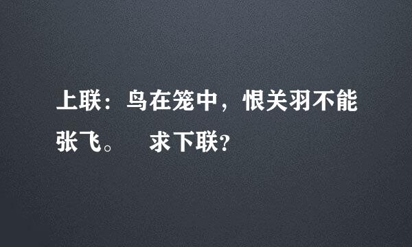 上联：鸟在笼中，恨关羽不能张飞。 求下联？