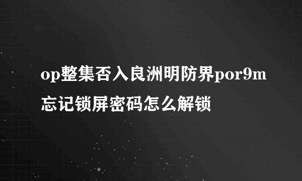 op整集否入良洲明防界por9m忘记锁屏密码怎么解锁