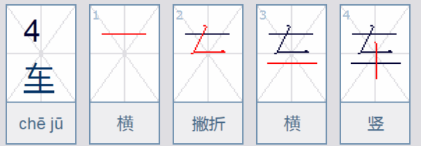 车的笔顺怎么写