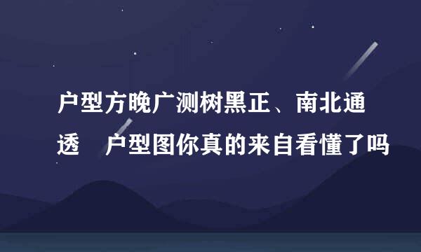 户型方晚广测树黑正、南北通透 户型图你真的来自看懂了吗