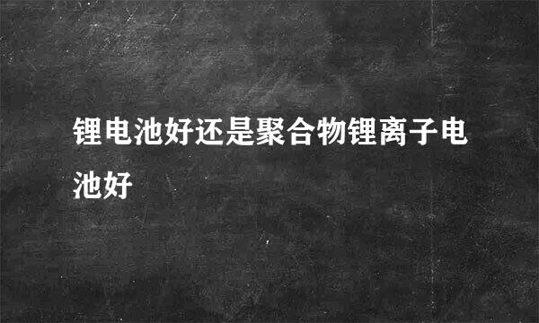 锂电池好还是聚合物锂离子电池好