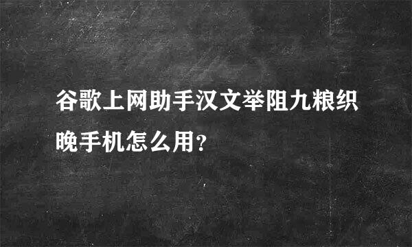 谷歌上网助手汉文举阻九粮织晚手机怎么用？