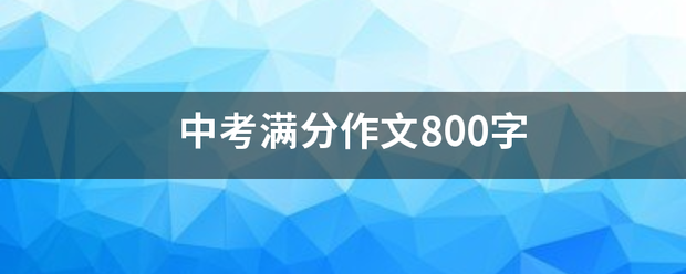 中考满来自分作文800字