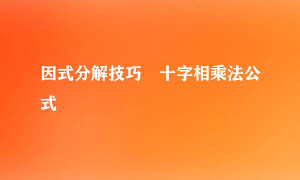 因式分解技巧 十字相乘法公式