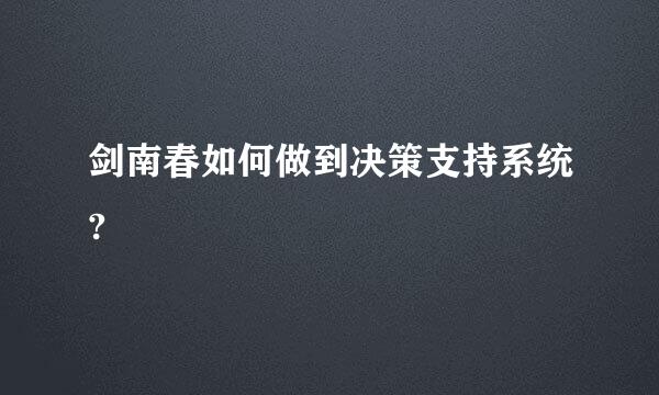 剑南春如何做到决策支持系统?