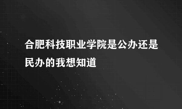 合肥科技职业学院是公办还是民办的我想知道