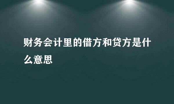 财务会计里的借方和贷方是什么意思