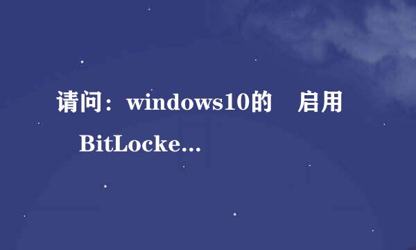 请问：windows10的 启用 BitLocker(B) 是什么意思？