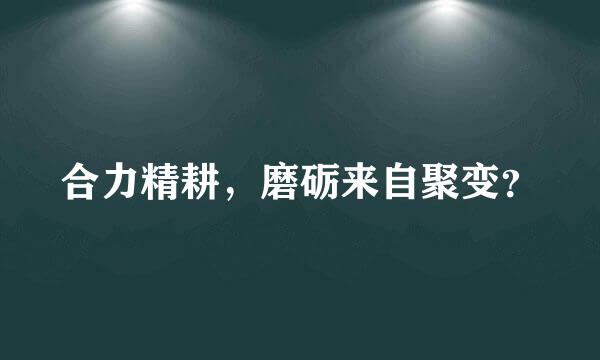 合力精耕，磨砺来自聚变？