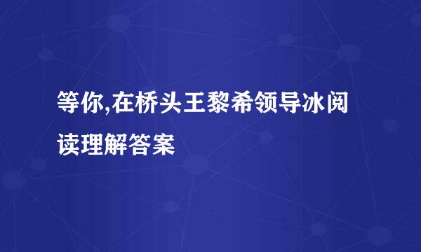 等你,在桥头王黎希领导冰阅读理解答案