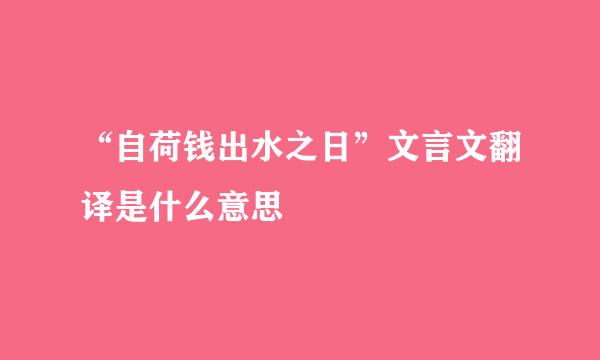 “自荷钱出水之日”文言文翻译是什么意思