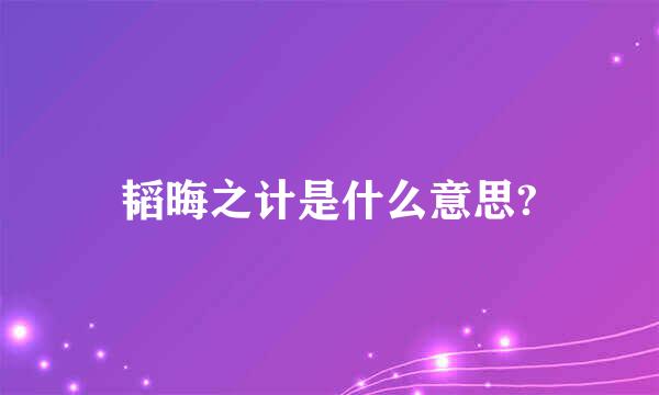 韬晦之计是什么意思?