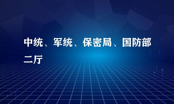 中统、军统、保密局、国防部二厅