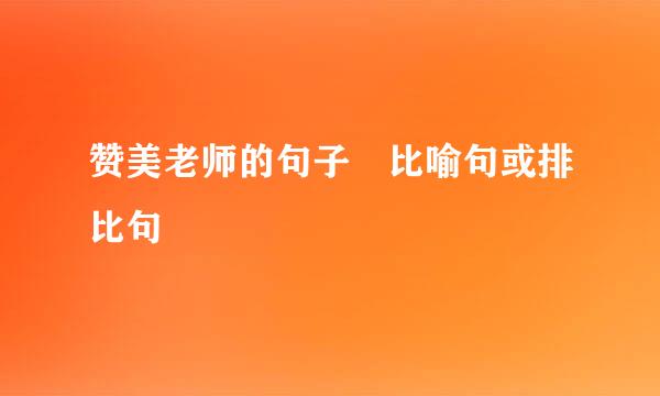 赞美老师的句子 比喻句或排比句