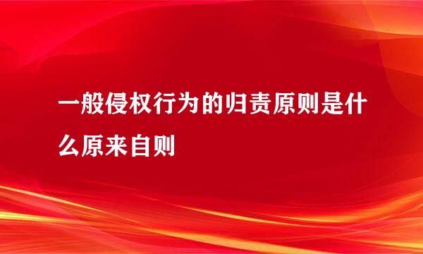 一般侵权行为的归责原则是什么原来自则