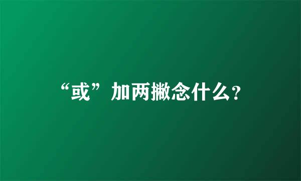 “或”加两撇念什么？