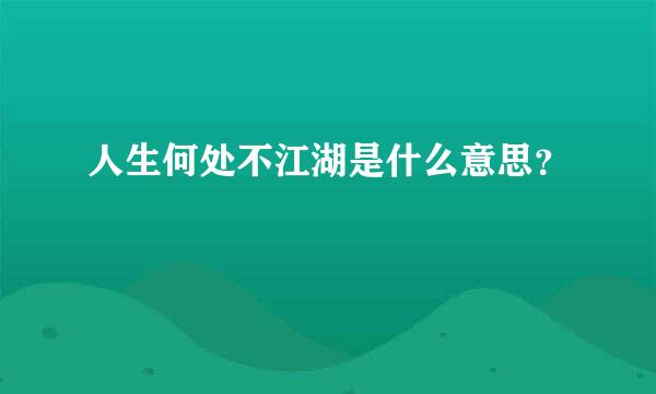 人生何处不江湖是什么意思？